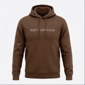 North Approach <b>Men's</b> Hooded Sweatshirt Brown Cotton Fleece Casual Regular Fit Autumn Wear - Product Image 1