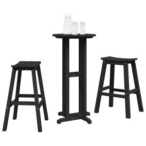 Ensemble de bar de jardin en HDPE noir, 3 pièces - Product Image 3