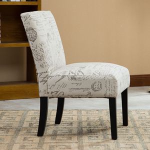 Fauteuil d'appoint contemporain Botticelli sans accoudoirs avec tissu imprimé lettres anglaises pour salon - Product Image 3