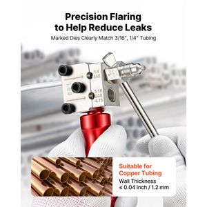 Kit di attrezzi per tubi freno a svasatura singola e doppia a 45 gradi per tubi in rame da 3/16'' e 1/4'' con 2 matrici di formatura e sbavatore - Product Image 3