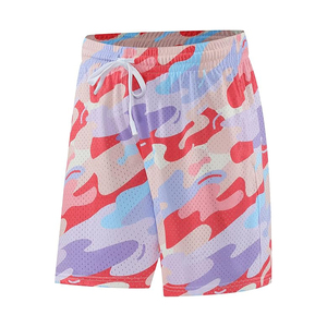 Shorts de basketball pour hommes, style streetwear, avec logo personnalisé, imprimé intégral, en maille respirante, séchage rapide, taille mi-haute élastique de 5 pouces - Product Image 6