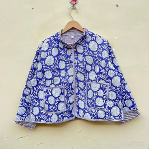 Indian Handmade 100% Cotton Eco-Friendly <b>Quilted</b> Anti-Wrinkle Breathable Quick Dry Digital Printed Front Pocket <b>Jacket</b> - Product Image 1