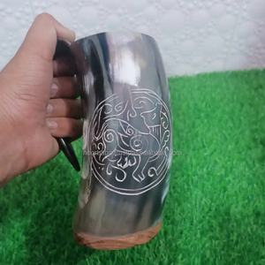 Noorbaba personalizado grabado vikingo bebiendo cuerno taza mejor calidad pulido Shell cuerno de búfalo náutico Animal estilo artesanías naturales - Product Image 1