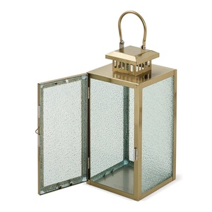 Wholesale Gold Metal Dented Glass Candle Holder <b>Lantern</b> for Home Professional <b>Lighting</b> Tabletop Decorations - Product Image 3