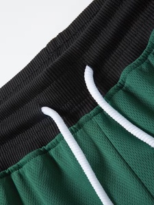<b>Top</b> Quality Custom Logo Men's Green Quick Dry Sport Mesh Shorts With Zip Pockets Drawstring Waist Mid Length Bermuda Fit - Product Image 4