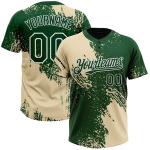 Wholesale Direct OMMIZ INDUSTRY Custom Green-White 3D Pattern Abstract <b>Brush</b> Stroke Two-Button Unisex Softball Jersey - Product Image 1