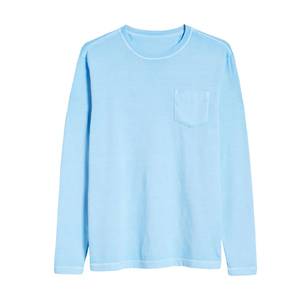 Men's Light <b>Blue</b> Long Sleeve Casual <b>Shirt</b> with Chest Pocket Breathable Woven Cotton <b>Flannel</b> Top Autumn Wear - Product Image 1