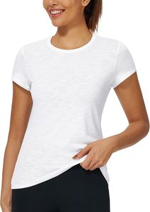 T-shirt pour femme, manches courtes, col en V, coupe classique, couleur unie, style décontracté, 100% coton, jersey respirant, écologique - Product Image 2