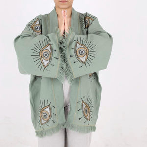 เสื้อคลุมปักลายสไตล์ญี่ปุ่นฮาราจูกุ  แบบสั่งทำได้  ไซส์ใหญ่  ชุดซามูไร  เสื้อผ้าเอเชีย  เสื้อคลุมคาร์ดิแกน  เสื้อแจ็คเก็ตผู้หญิง - Product Image 1