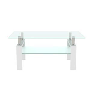 Modern White and Clear Coffee Table Side Center Tables for Living Room Furniture - Product Image 5