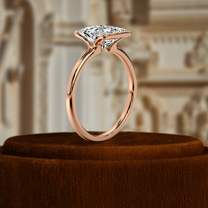 East West <b>Set</b> 1.5CT IGI Certified Princess Cut Lab Grown Engagement <b>Ring</b> 14K <b>Gold</b> Prong Setting Minimalist Christian Gift <b>Ring</b> - Product Image 4