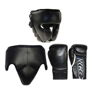 Ensemble de boxe de dernière conception 2026, avec lacets, logo personnalisé, en cuir véritable, pour compétition, kit de combat pour adultes - Product Image 1