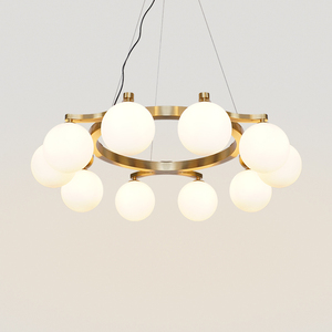 Modern Luxury Gold Ring Magic Bean Chandelier Milky White Glass Ball Pendant <b>Light</b> for Living Room <b>Dining</b> Room Bedroom - Product Image 2