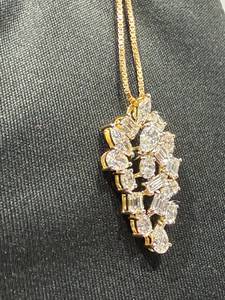 Collier pendentif en zircon couleur or, forme géométrique irrégulière, marquise, ovale, goutte de poire, pour femme, cadeau de fête - Product Image 2
