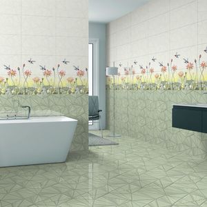 Carrelage céramique blanc brillant 300x600, design mural minimaliste et élégant, adapté aux intérieurs de bureaux, bâtiments commerciaux, grands espaces. - Product Image 1