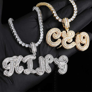 Joyería hip hop, colgante con letra personalizada de moissanita, alfabeto brillante en oro y plata, estilo hip hop para hombres y mujeres - Product Image 4