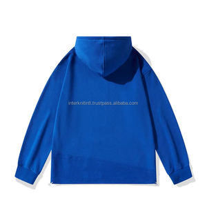 Sweat-shirt à capuche bleu pour homme, coupe droite, épaules tombantes, avec logo sur le devant - Product Image 6