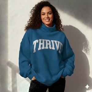 Sudadera de cuello alto extragrande para mujer, de poliéster/algodón, con logotipo personalizado en la parte delantera, para invierno. - Product Image 1