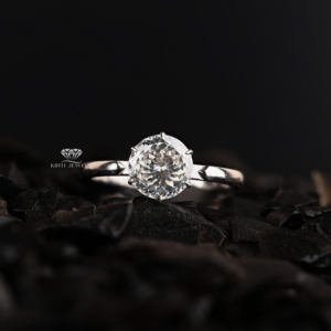 Bague de fiançailles solitaire de style portugais, diamant de taille antique cultivé en laboratoire certifié EGL, or blanc 14 carats, 2,00 ct, 8,00 mm, pour mariée - Product Image 1