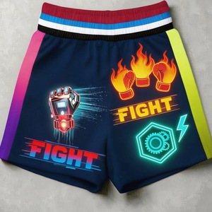 Pantalones Cortos de Boxeo de Poliéster, Ajuste Flexible, Transpirables, Gráficos de Sublimación Personalizados, Logotipo Bordado, Entrenamiento, Talla Personalizada - Product Image 1