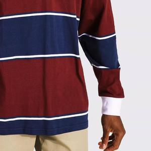 Camisas de polo de rugby clásicas para hombre, 100% algodón, manga larga, diseño a rayas, logotipo bordado, corte regular, con botones. - Product Image 5