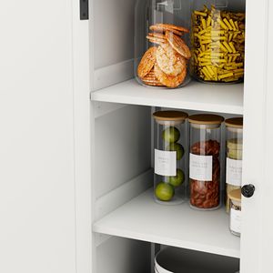 Armadio dispensa da cucina bianco alto 72 pollici con ripiani regolabili e cassetto, organizer autoportante - Product Image 6