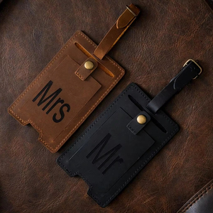 Etiquetas de Equipaje de Cuero Personalizadas, Etiquetas de Viaje Genuinas con Solapa de Privacidad, Etiquetas para Maletas Personalizadas al por Mayor LMP-0177 - Product Image 1
