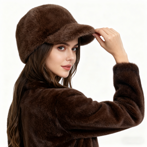 Winter Solid Color Fluffy Faux Fur Baseball <b>Hat</b> Custom Design Thickened Warm Snapback <b>Hats</b> <b>White</b> Faux Fur Baseball Cap - Product Image 6