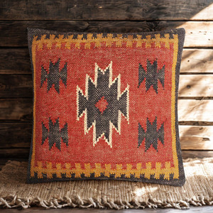 Dernier cri : Coussin ethnique indien traditionnel fait main en jute et laine, style bohème kilim, personnalisable pour la maison et l'hôtellerie - Product Image 6