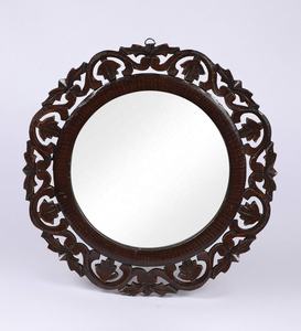 Miroir mural rond en bois moderne fait main, décoratif, pour salon, salle de bain, chambre à coucher, mariage - Product Image 1