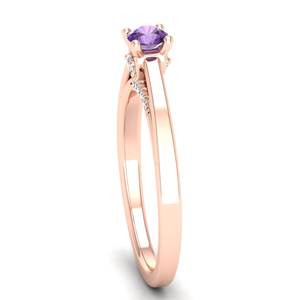 แหวนเพชรพลอยอเมทิสต์ทรงกลม 0.25 กะรัต REYES Customization แหวนหมั้นเพชรทองคำขาว 14K สำหรับผู้หญิง - Product Image 3