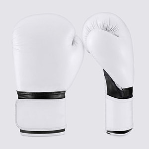Gants de boxe professionnels en cuir blanc pur - Mitaines de sparring en mousse haute densité - Fermeture réglable à scratch - Product Image 1