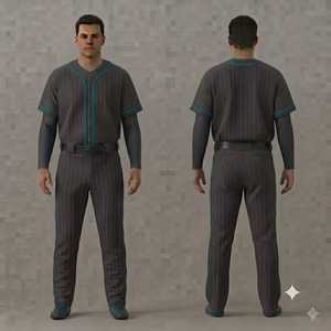 Conjunto de Uniforme de Béisbol para Hombre, Jersey a Rayas, Pantalones con Cierre de Botones, Transpirable, Corte Regular, Ropa para Todas las Temporadas - Product Image 1