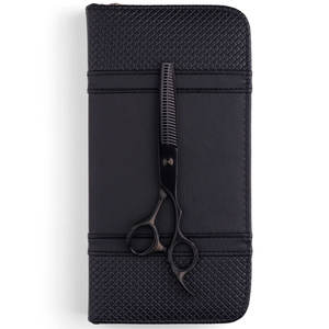 Tijeras de Entresacar Ergonómicas Ergo Diamond en Negro Mate, Acero Inoxidable de Alta Calidad, Mango Ergonómico para Peluquería Profesional - Product Image 1