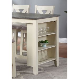 Set da Colazione Moderno Contemporaneo 5 Pezzi con Tavolo Alto da Bar, Scaffali Contenitori e Sgabelli Alti in Legno per Cucina - Product Image 6