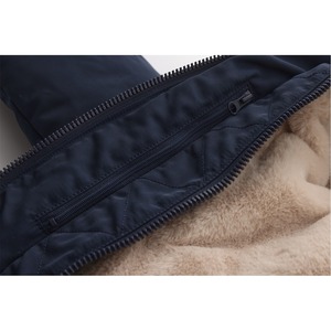 OEM Wholesale Men's Navy Blue Hooded Puffer Jacket with <b>Fur</b> <b>Trim</b> Windproof Down Filled Zipper Closure Casual Winter Coat - Product Image 5
