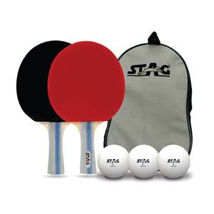 STAG ICONIC Kit de Tennis de Table Intermédiaire Premium avec Étui Portable, 2 Raquettes et 3 Balles en Bois Composite pour Entraînement Familial - Product Image 1