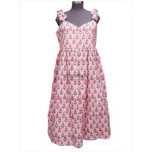Vestido Largo sin Mangas con Estampado Floral, Corte en A, 100% Algodón Puro, Elegante, Formal, Casual, Veraniego, Transpirable - Product Image 1