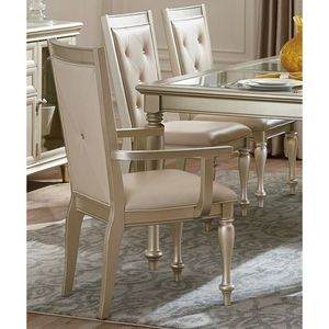 Set di 2 Sedie da Pranzo dal Design Moderno e Tradizionale, Finitura Argento con Braccioli Trapuntati e Seduta Imbottita con Bottoni in Cristallo - Product Image 3