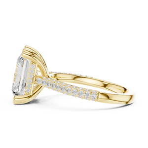 Anillo de Compromiso de Diamantes de Corte Radiante para Mujer, Oro Blanco, Certificado GIA, Estilo Clásico con Diamantes Laterales - Product Image 1