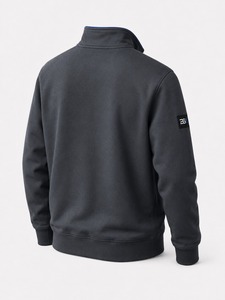Sweat-shirts personnalisés pour hommes à col rond, demi-zip ou quart-zip, en molleton doublé, couleur unie, style zippé pour l'hiver - Product Image 3