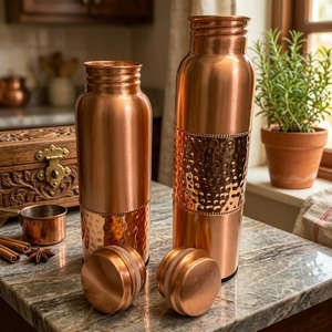 High Quality Classic Style Hammered Pure <b>Copper</b> Leak Proof Large Capacity Water Bottle OEM ODM Bulk Order Available - Product Image 6