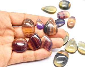 Vente en gros de cabochons en fluorite naturelle, lot en vrac de cabochons lisses en fluorite multicolore pour la fabrication de bijoux - Product Image 4
