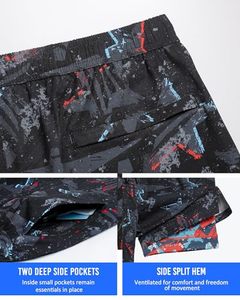 Shorts de sport pour homme grande taille, personnalisés avec logo, été, polyester et élasthanne, pour la course à pied et le fitness. - Product Image 2