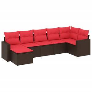 Juego de sofás de patio de ratán sintético marrón de 7 piezas con cojines, elegantes muebles de exterior - Product Image 2