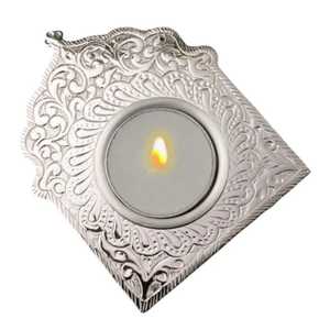 Silver Metal Cutout Lattice <b>Tealight</b> Candle Holder Round Hollow Floral Pattern Candlestick Ring Wholesale - Product Image 2