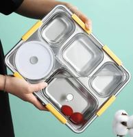 Hoge kwaliteit 4-delige roestvrijstalen lekbestendige lunchbox met 1000ml inhoud, luchtdichte sluiting, duurzame constructie - bulkprijs