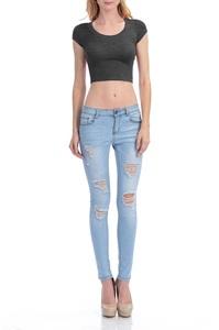 T-shirt court d'été pour femme, uni, à manches courtes, style décontracté, esthétique tendance, débardeur de sport et yoga, coupe ample - Product Image 5