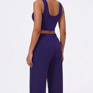 Tenues de sport et fitness, ensembles de yoga, vêtements de yoga sculptants, pantalons de fitness, ensemble de yoga décontracté, haut court moulant à col licou, décontracté - Product Image 5