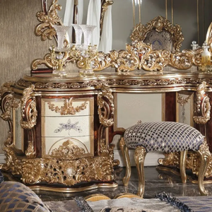 Classic European Style Mahogany Dressing <b>Table</b> with <b>Mirror</b> Gold Finish Heavy Carved Luxury Vanity <b>Table</b> Bedroom Furniture - Product Image 4